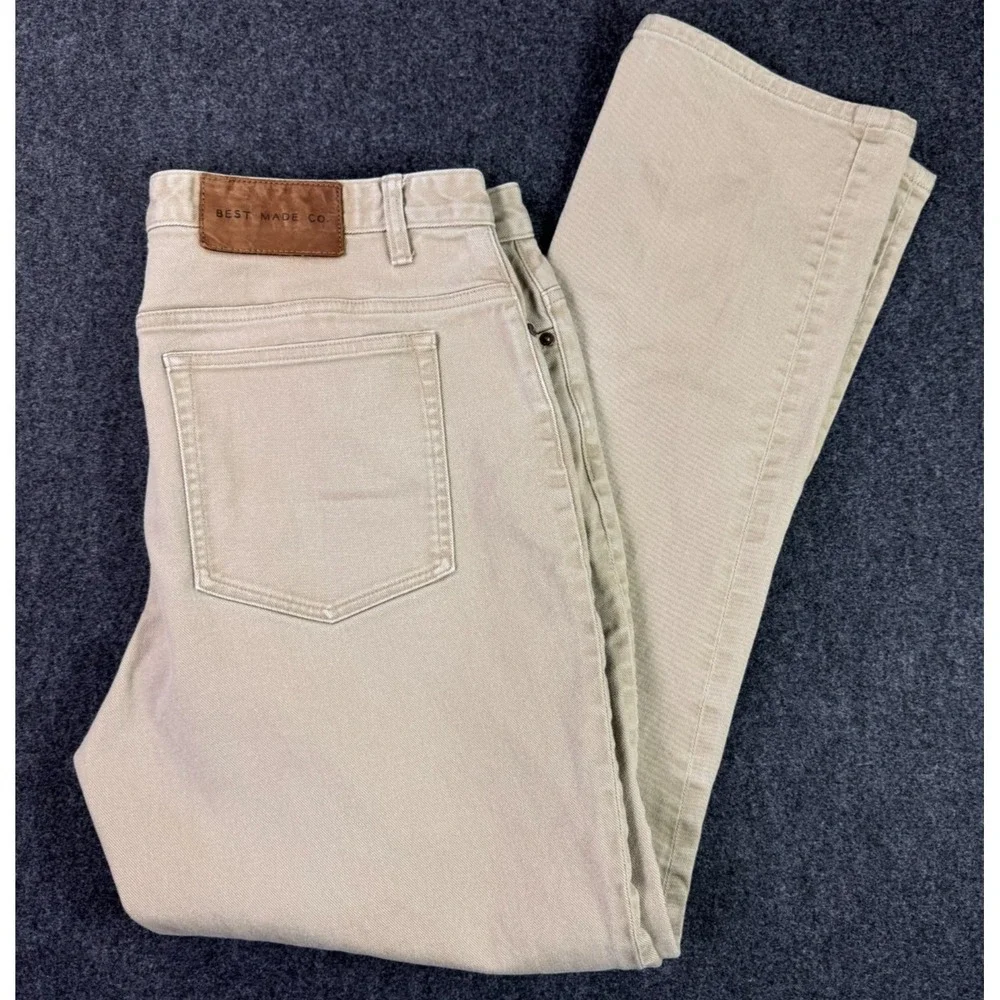 Best Made Co Straight Leg Twill Chino Pants Men's 37x31 Tan Beige Khaki Stretch